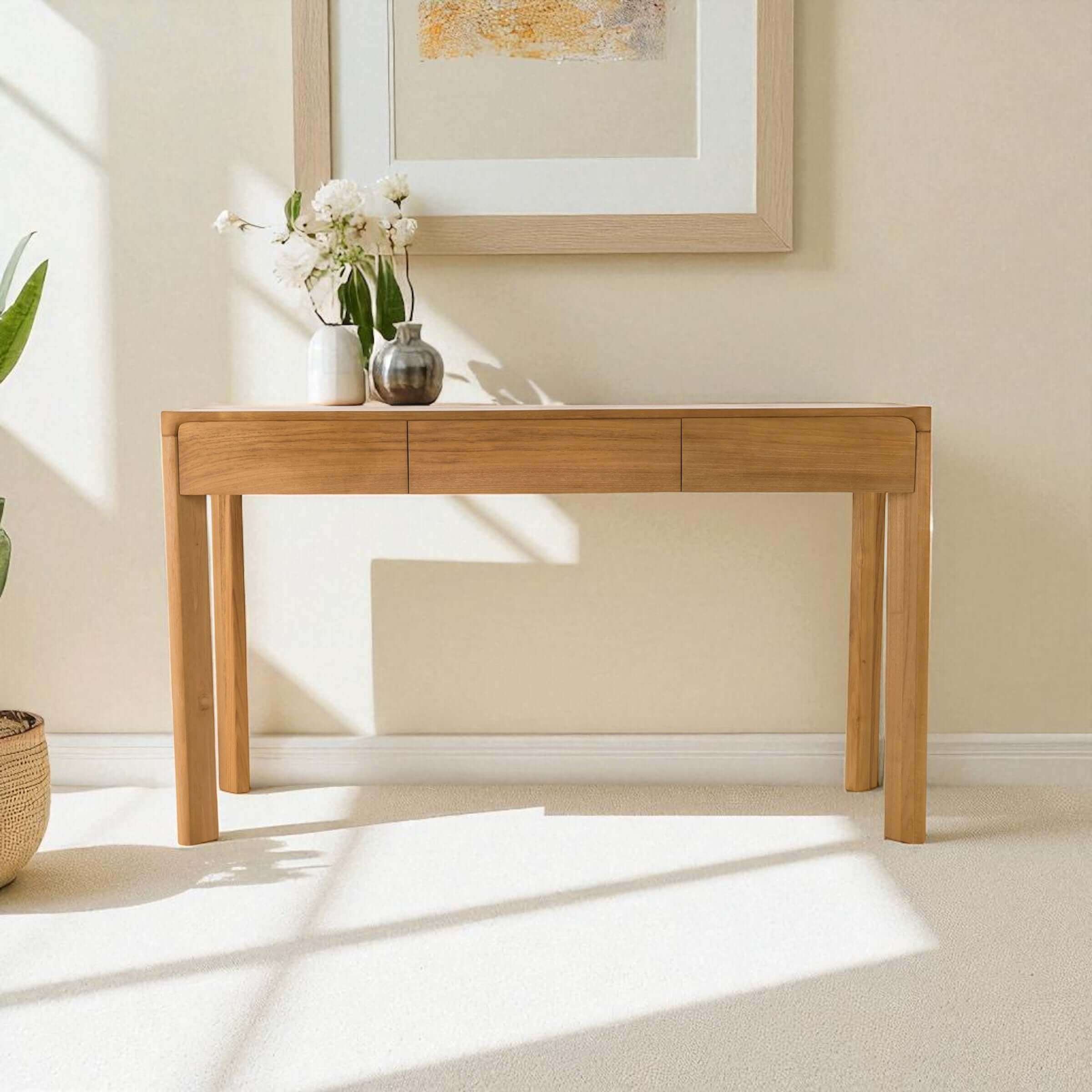 Glide teak console table