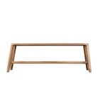 Sustainable Glide Dining Bench crafted from recycled teak, showcasing distinct grain and modern design.