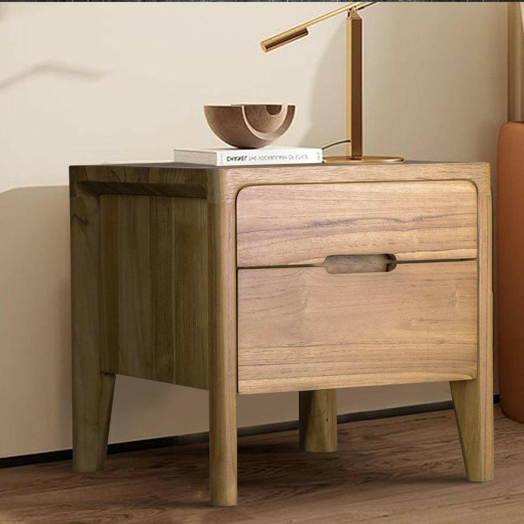 GLIDE BEDSIDE TABLE WITH 2 DRAWERS