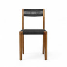 Teak dining chair with black loom front view