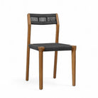 Teak dining chair with black loom side view