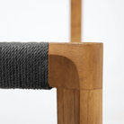 Teak dining chair with black loom seat view