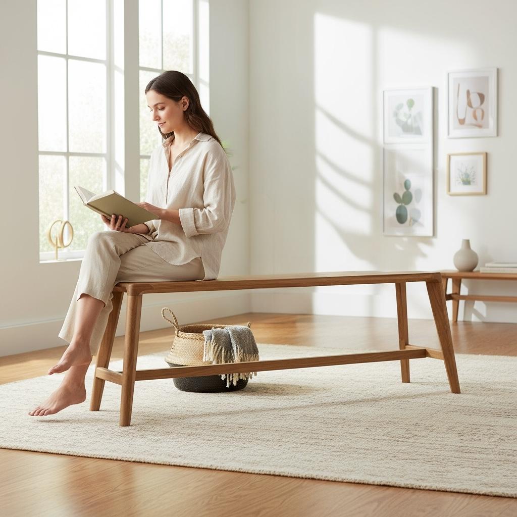 Sustainable Glide Dining Bench crafted from recycled teak, showcasing distinct grain and modern design.