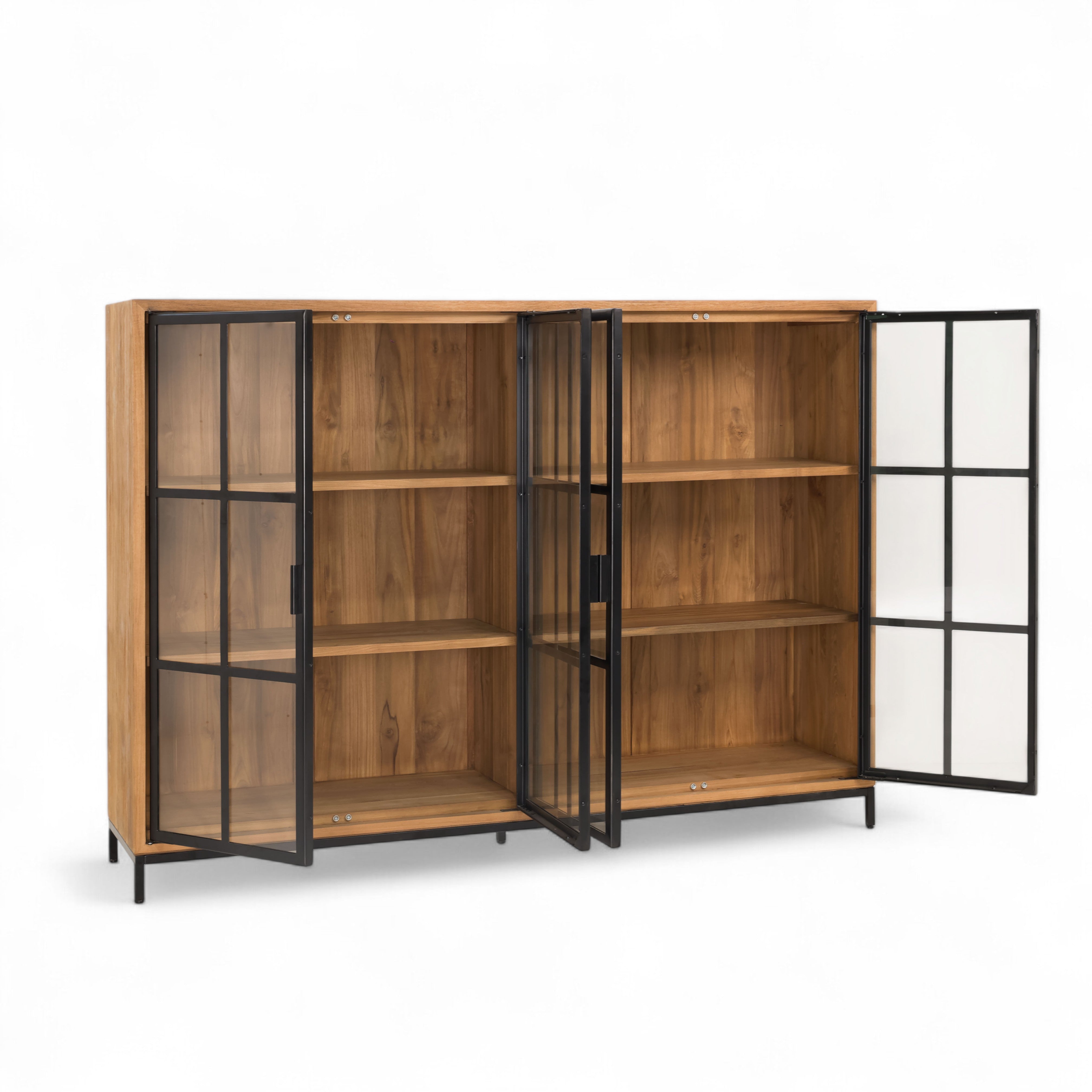 Display Cabinet 4 Glass Doors Recycled Teak | Jiwa