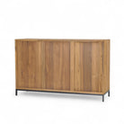 Elegant buffet sideboard with 3 glass doors, made from recycled teak, showcasing eco-friendly design.