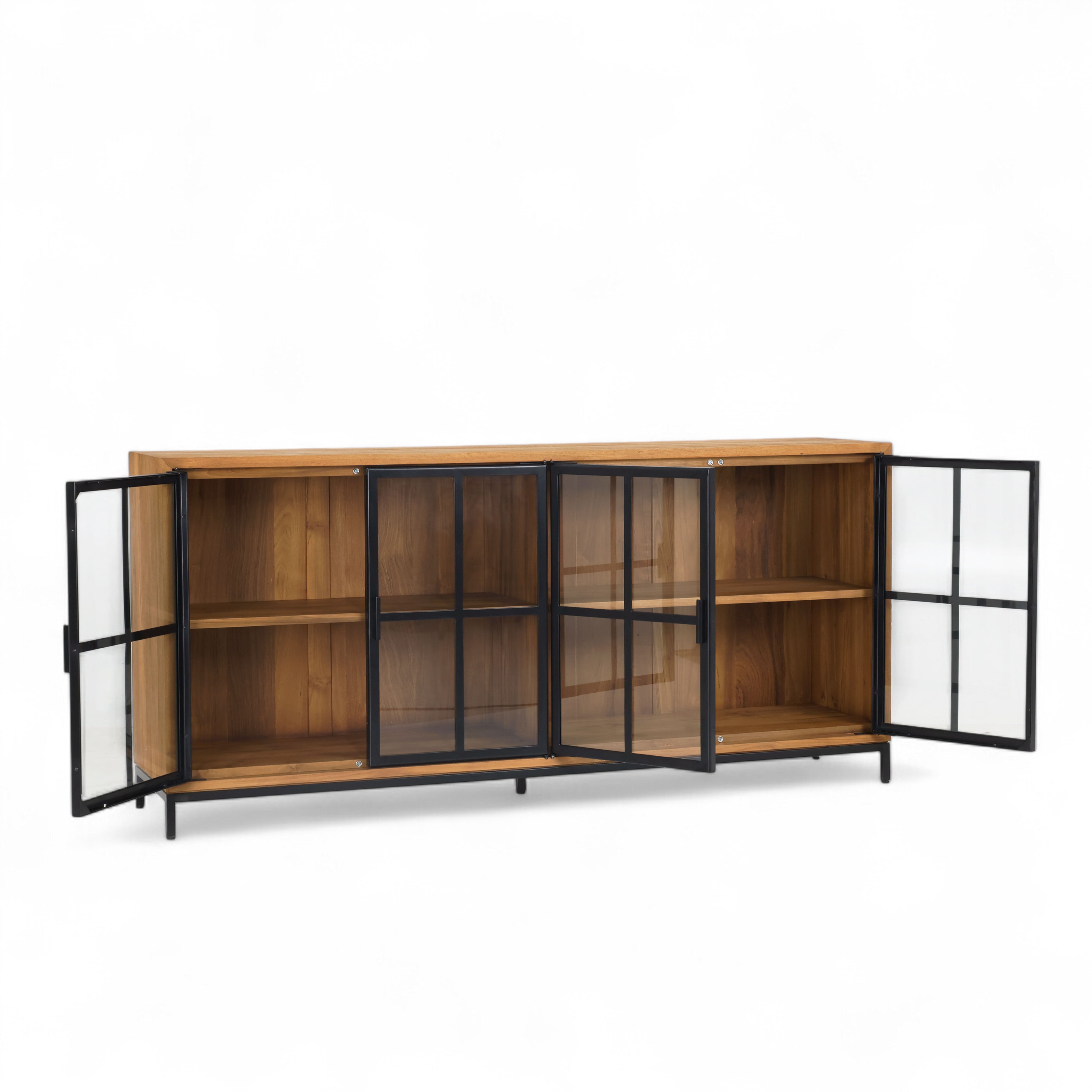 Buffet Sideboard With 4 Glass Doors Recycled Teak | Jiwa
