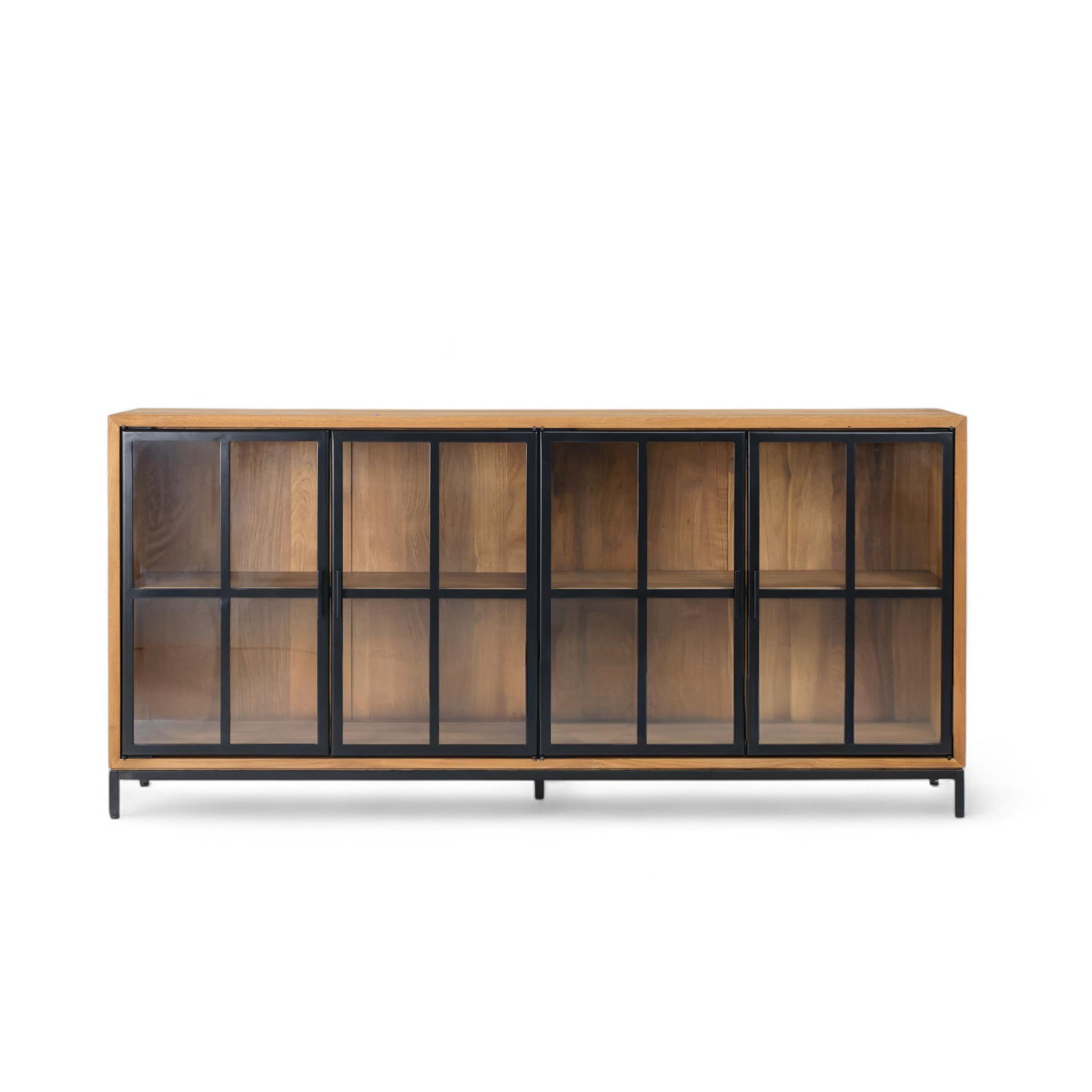 Buffet Sideboard With 4 Glass Doors Recycled Teak | Jiwa