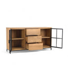 Buffet Sideboard With 3 Drawers and 2 Glass Doors Recycled Teak | Jiwa