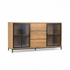Buffet Sideboard With 3 Drawers and 2 Glass Doors Recycled Teak | Jiwa