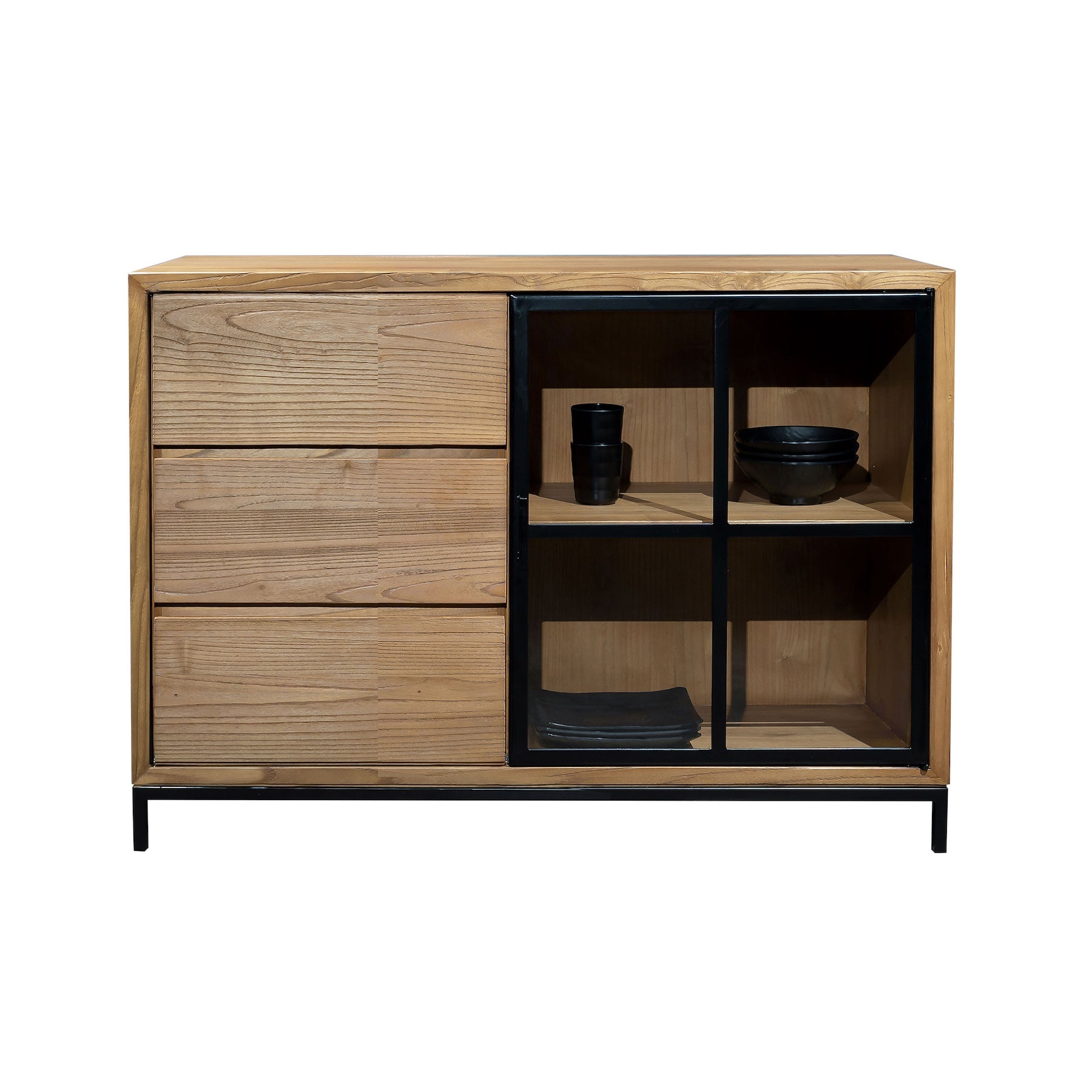 JIWA BUFFET SIDEBOARD WITH 3 DRAWERS AND 1 GLASS DOOR