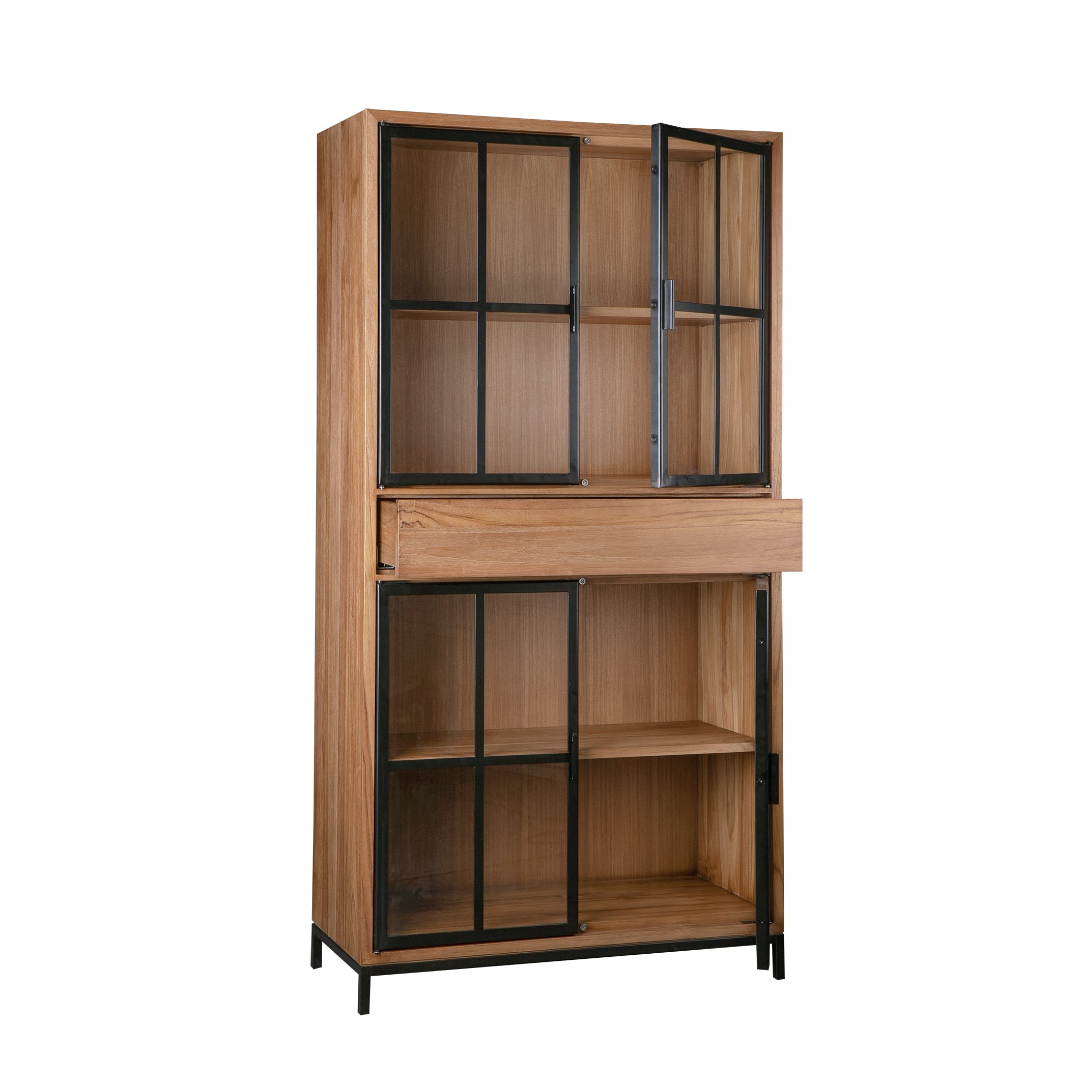 JIWA DISPLAY CABINET - 4 GLASS DOORS AND DRAWER
