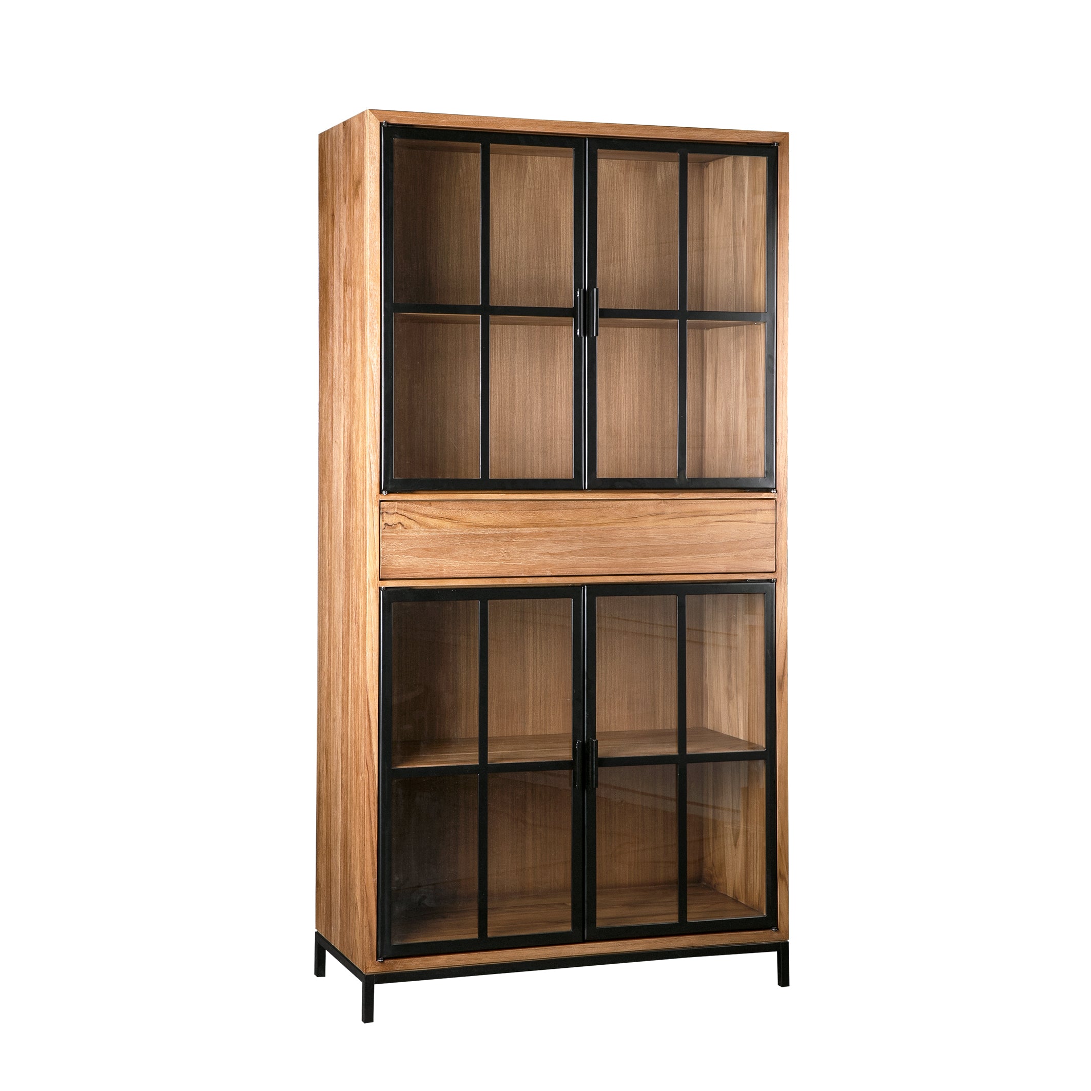 JIWA DISPLAY CABINET - 4 GLASS DOORS AND DRAWER