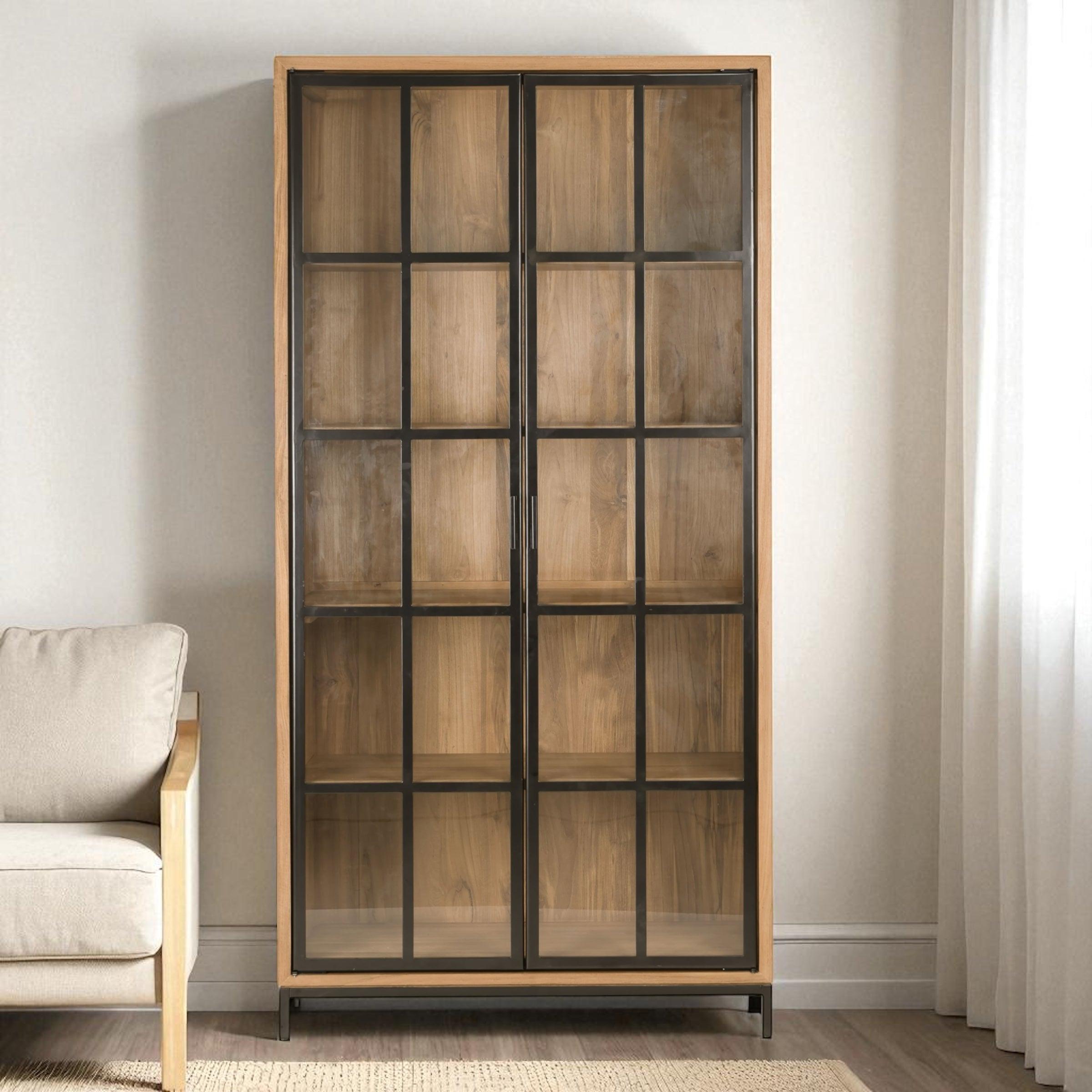 Display Cabinet 2 Glass Doors Recycled Teak | JIwa