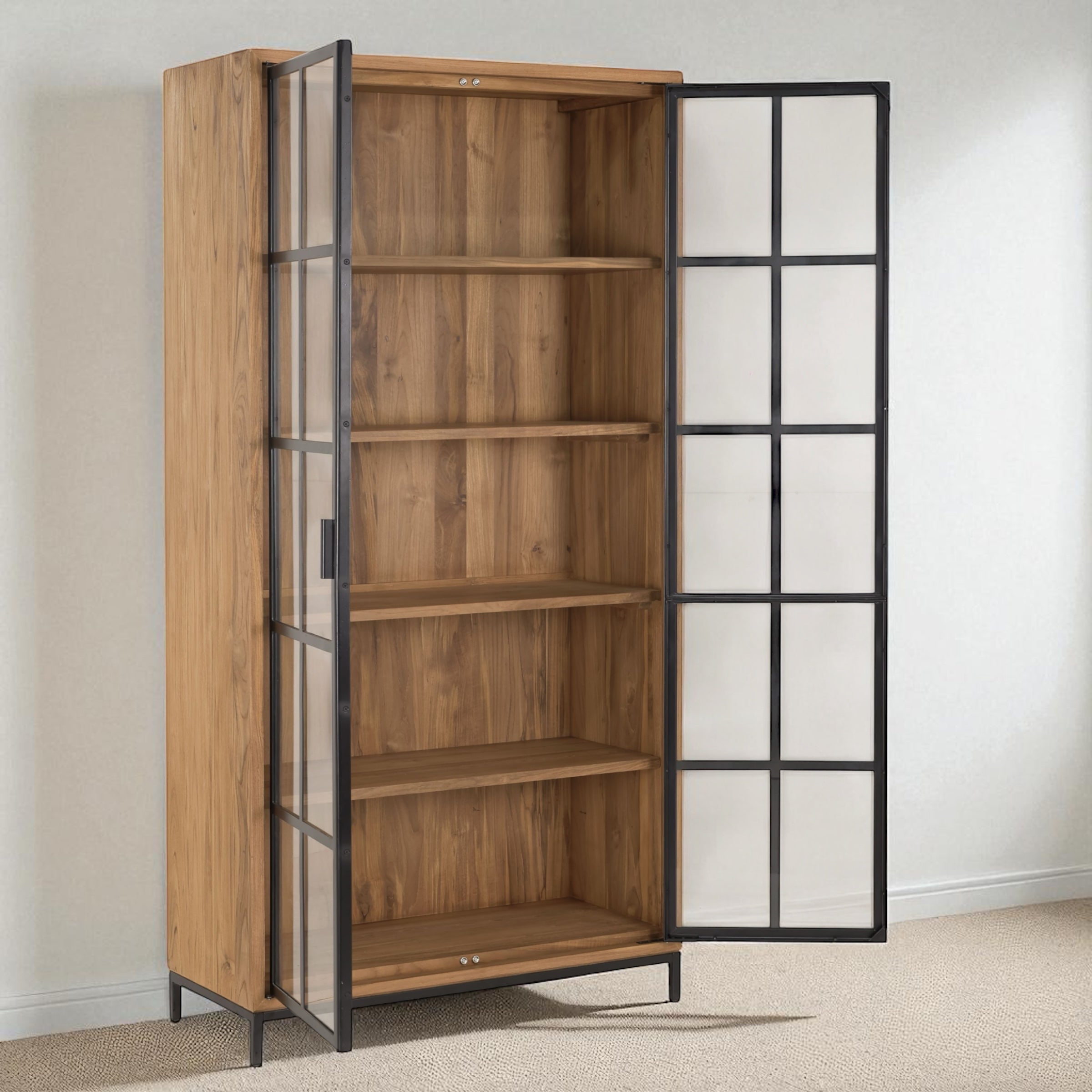 Display Cabinet 2 Glass Doors Recycled Teak | JIwa