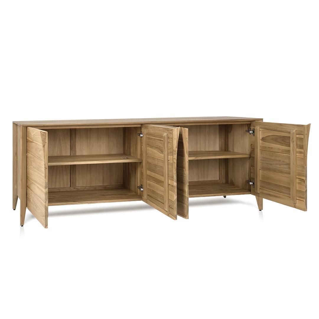 TALIA teak buffet sideboard with 4 doors open