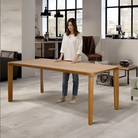 Glide reclaimed teak dining table with housewife