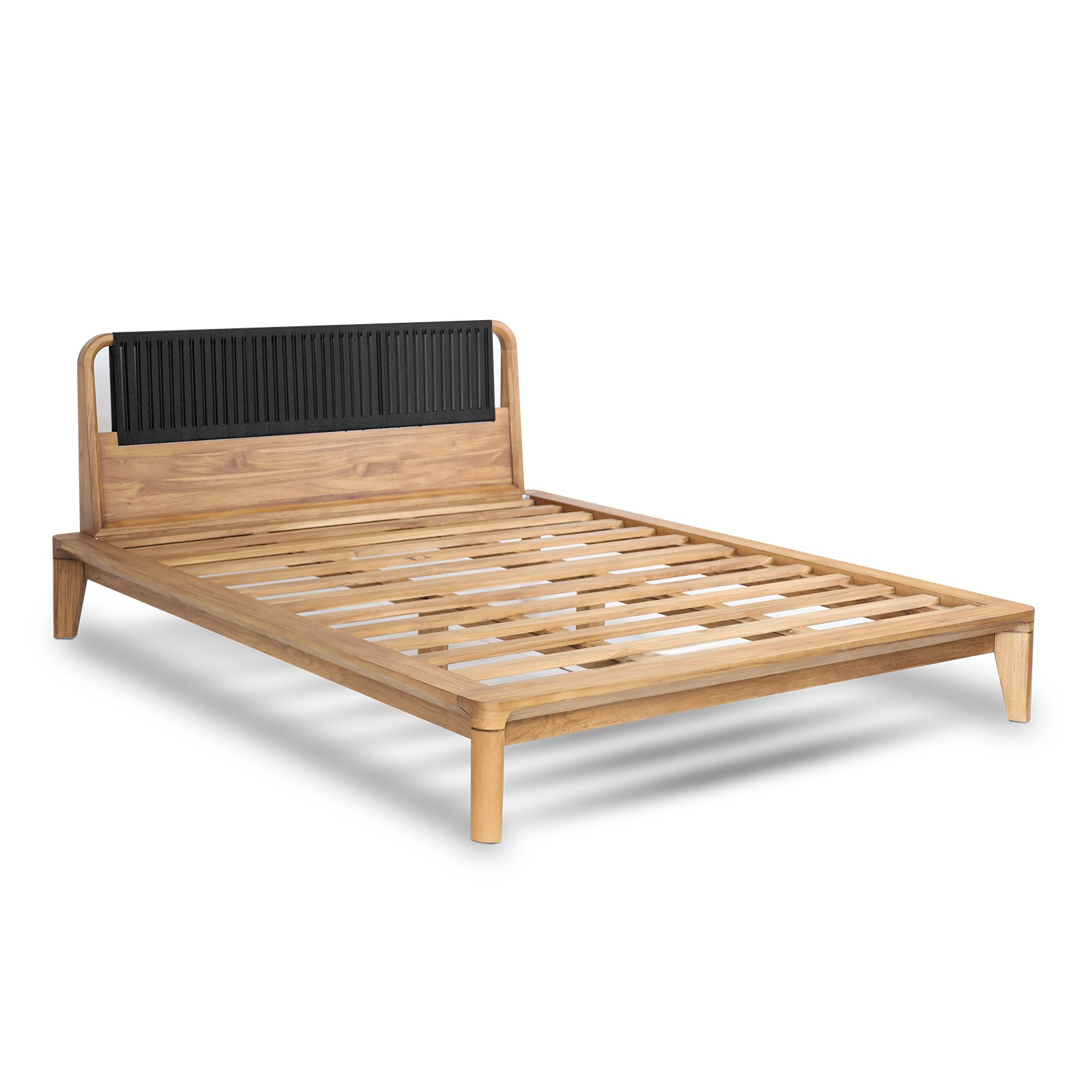 King & Queen Beds Recycled Teak Frame Black Loom Headboard | Glide