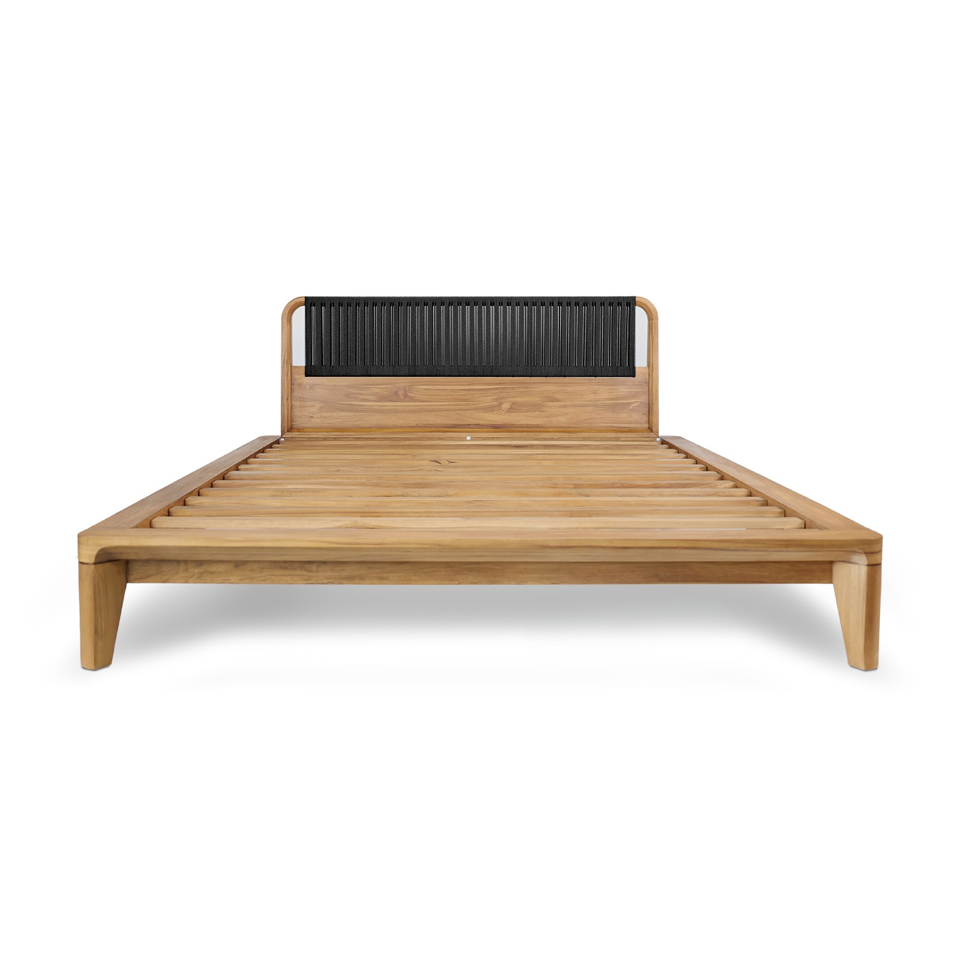King & Queen Beds Recycled Teak Frame Black Loom Headboard | Glide