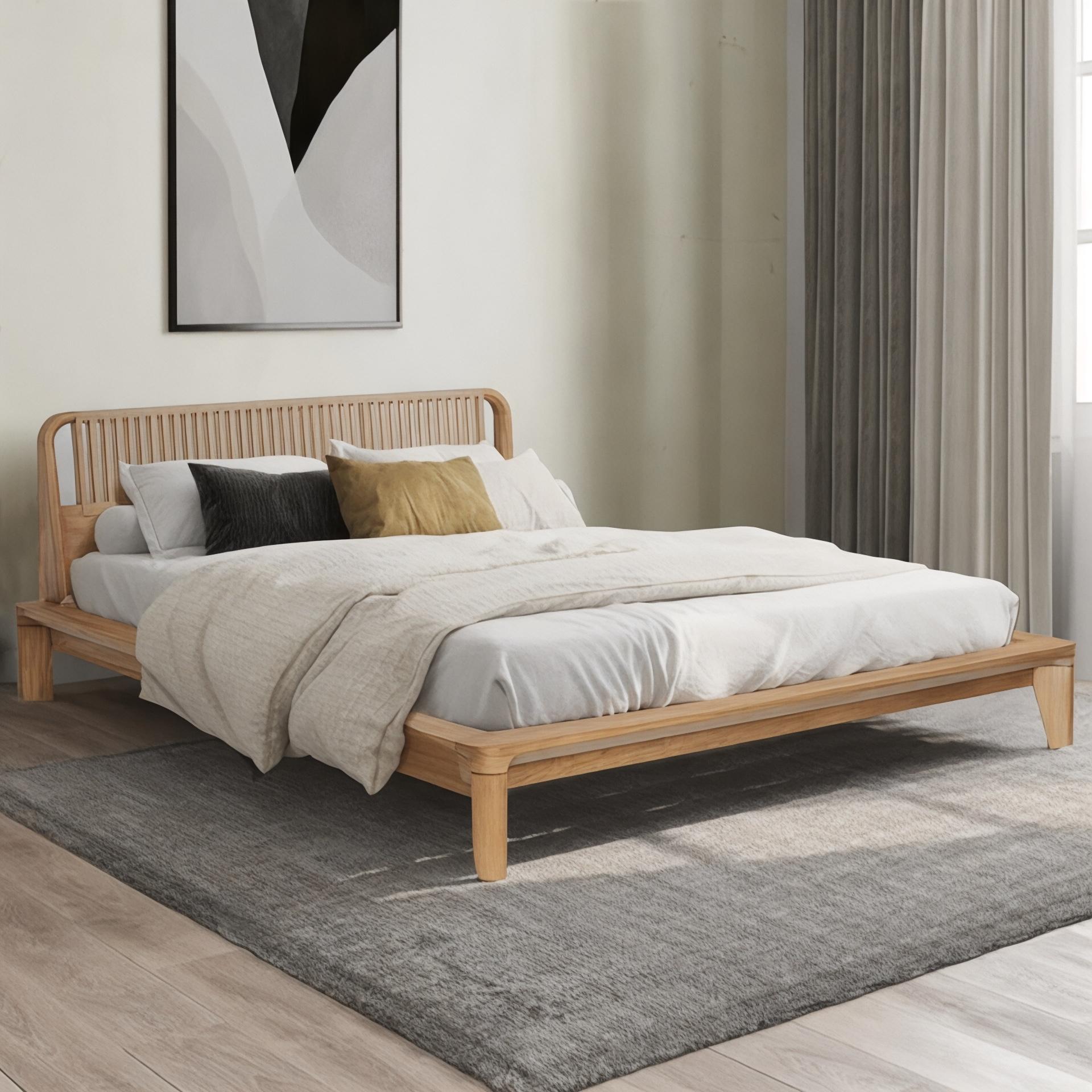 GLIDE King & Queen Beds – Solid Recycled Teak with Natural Loom Headboard