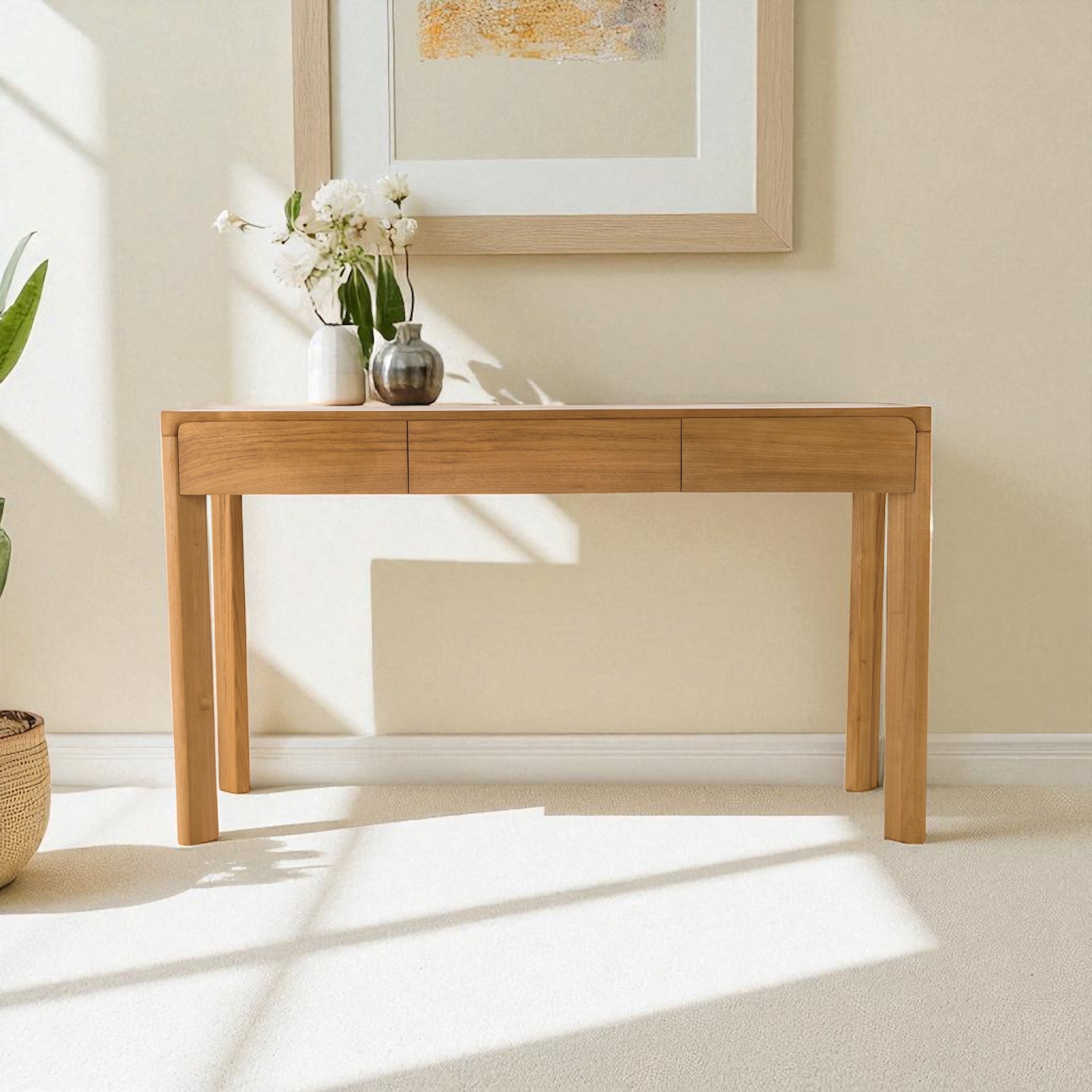 Console Table With 3 Drawers Recycled Teak | Glide