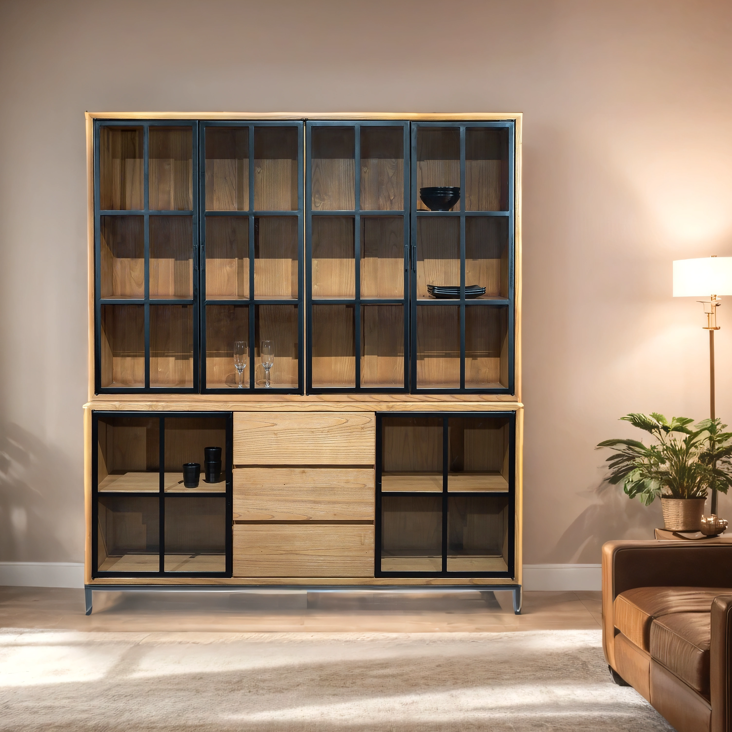 Get Organised in Style: The Modern Buffet & Hutch With Glass Doors