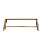 Sustainable Glide Dining Bench crafted from recycled teak, showcasing distinct grain and modern design.