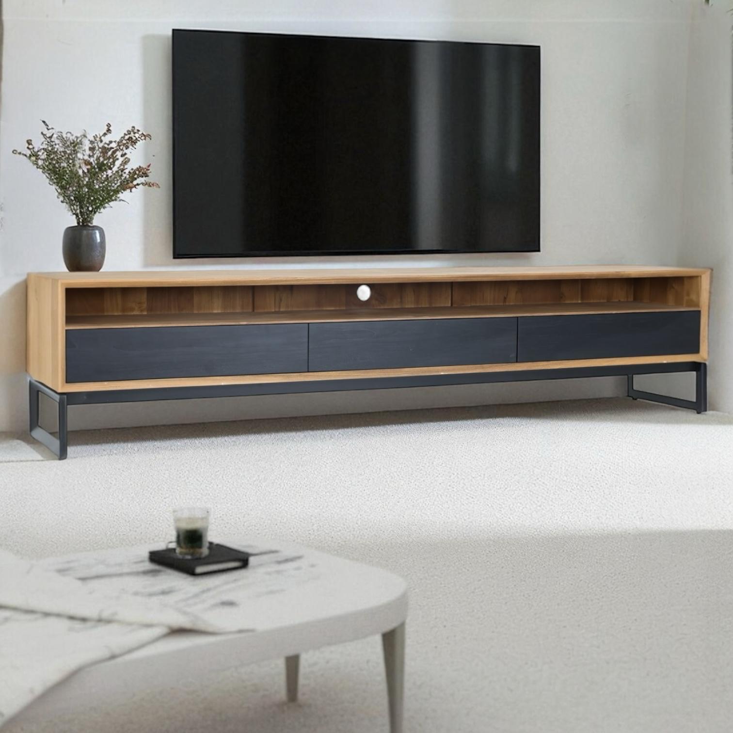 Entertainment Unit Lowline With 3 Drawers Recycled Teak | Citra