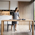 Glide reclaimed teak dining table with housewife